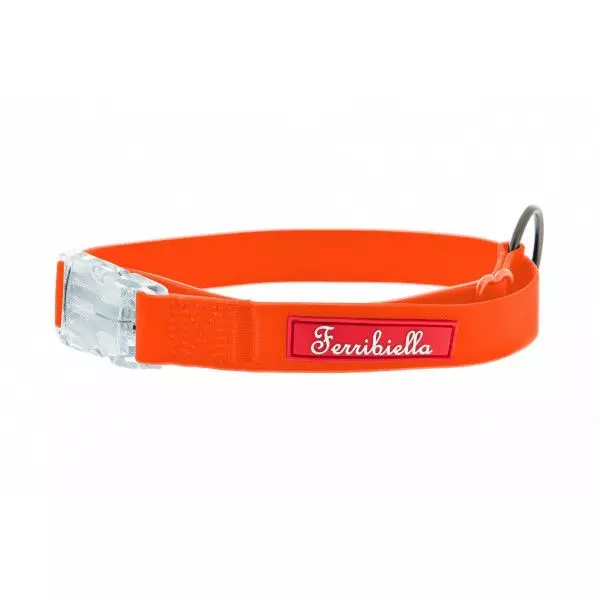 Светящийся тонкий силиконовый ошейник для собак Ferribiella оранжевый 2,5X45-70см