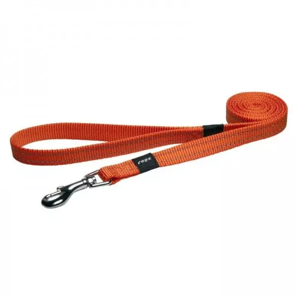 Удлиненный поводок Rogz "Utility", размер L, ширина 2 см, длина 1,8м, оранжевый
