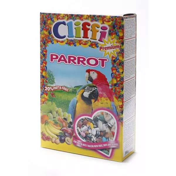 Корм для попугаев Cliffi Super Premium Parrot с ягодами фрутти и орехами 500гр