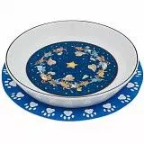 Миска керамическая для кошек GLG Dreams блюдце синее с принтом 16,5*16,5*2,7 см