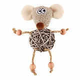 Игрушка для кошек GiGwi Мышка с плетеным мячиком, с колокольчиком, 8 см