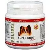 Витамины для собак Полидекс Супер Вул Плюс для улучшения шерсти, кожи и когтей 150 табл.