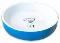Миска для кошек КерамикАрт Кошка с бантиком 370мл голубая