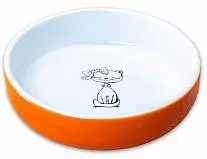 Миска для кошек КерамикАрт Кошка с бантиком 370мл оранжевая
