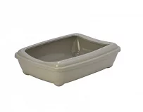 Туалет для кошек Moderna большой с рамкой 50х37х13, теплый серый (дефект: скол на крышке)