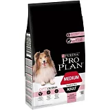 Сухой корм для взрослых собак средних пород Проплан, с чувствительной кожей, лосось/рис, 3 кг (дефект 5-10 см)