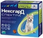 НексгарД Спектра M – жевательная таблетка от клещей, гельминтов и блох для собак весом 7,5- 15 кг 1 табл.