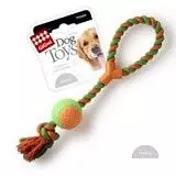 Игрушка для собак GiGwi Dog Toys Мячик на оранжевой веревке, теннисный материал 45 см